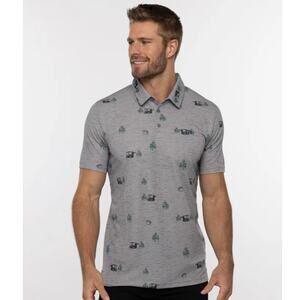 Travis Mathew Outfresh Pima Cotton Golf Polo Gray XL Preppy Camp Golf Cart EUC!